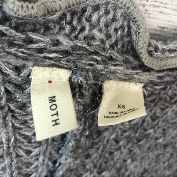 ANTHROPOLOGIE MOTH  Rocia Open Cape Shawl Knit Ruffle Cardigan XS Gray - Picture 7 of 8